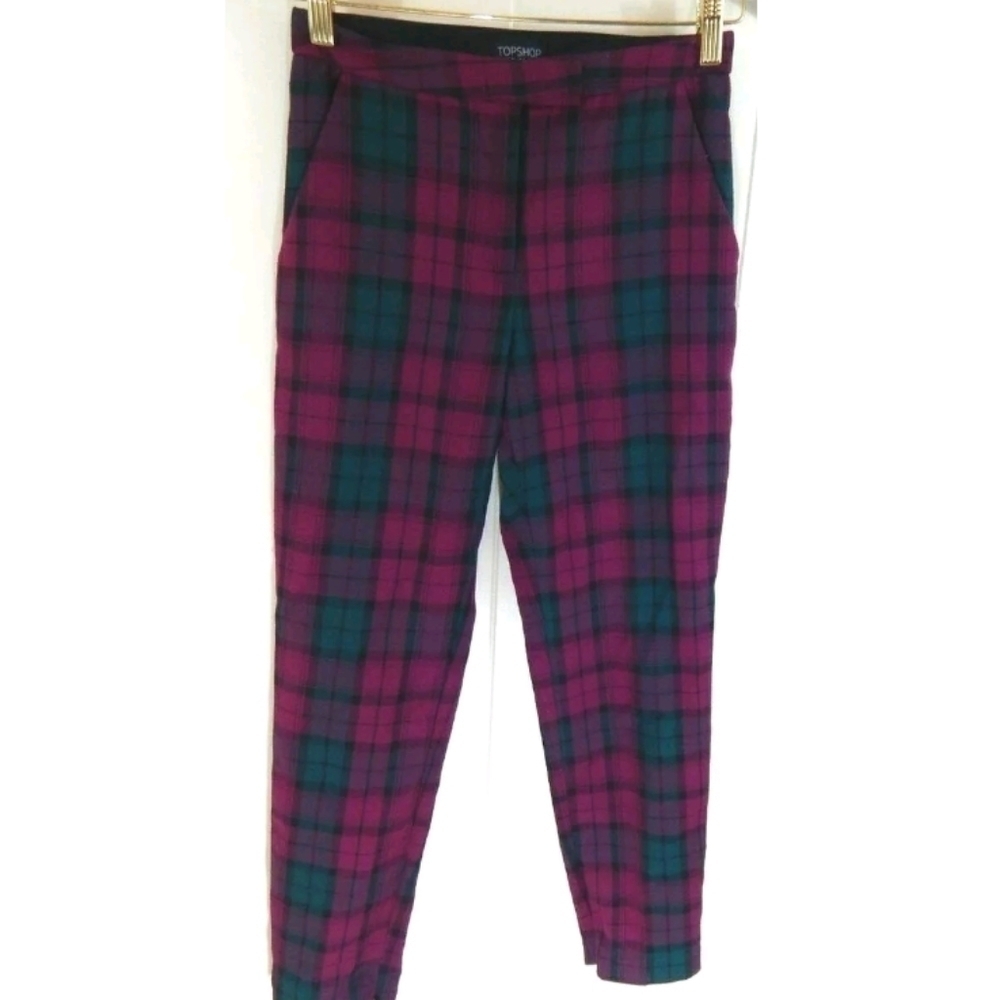 Topshop‎ Tartan Plaid Slim Ankle Pants